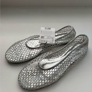 Mango Silver Mesh Flats
